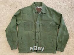 Freenote Cloth Waxed Riders Jacket Olive Size L Excellent Condition