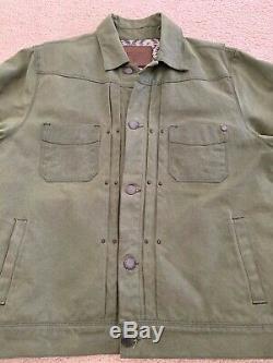 Freenote Cloth Waxed Riders Jacket Olive Size L Excellent Condition