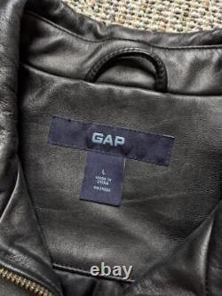 GAP motorcycle LEATHER black jacket L moto 44-46