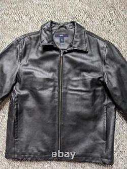 GAP motorcycle LEATHER black jacket L moto 44-46