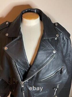 GENUINE LEATHER BY UNICORN Cowhide Leather Classic Motorcycle Men's Jacket XXL