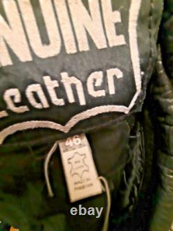GENUINE LEATHER Biker Motorcycle Riding Jacket Size 46 Black zippered
