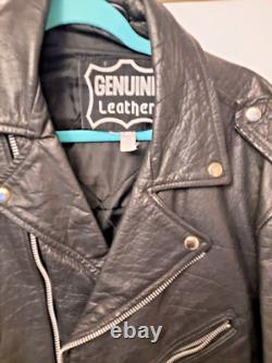 GENUINE LEATHER Biker Motorcycle Riding Jacket Size 46 Black zippered