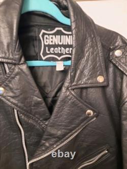 GENUINE LEATHER Biker Motorcycle Riding Jacket Size 46 Black zippered