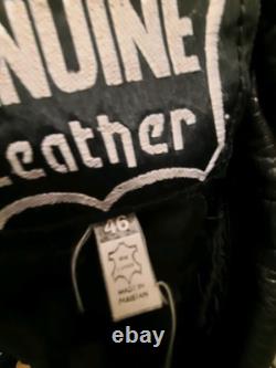 GENUINE LEATHER Biker Motorcycle Riding Jacket Size 46 Black zippered