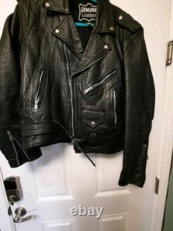 GENUINE LEATHER Biker Motorcycle Riding Jacket Size 46 Black zippered