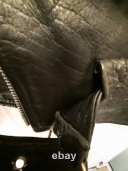 GENUINE LEATHER Biker Motorcycle Riding Jacket Size 46 Black zippered