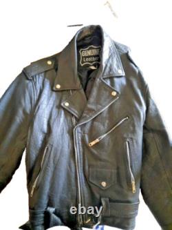 GENUINE LEATHER Biker Motorcycle Riding Jacket Size 46 Black zippered