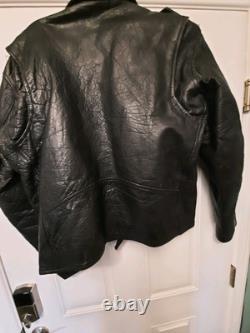 GENUINE LEATHER Biker Motorcycle Riding Jacket Size 46 Black zippered