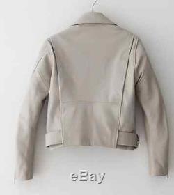 GORGEOUS Acne Merci Grey Leather Jacket Size 38 S/M