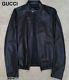 GUCCI leather jacket black bomber cafe racer moto motorcycle light fall 36 46 S
