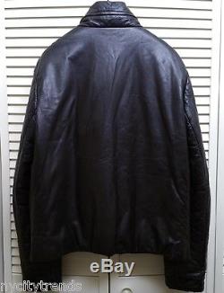 GUCCI leather jacket black bomber puffer coat cafe racer moto motorcycle 42 XL