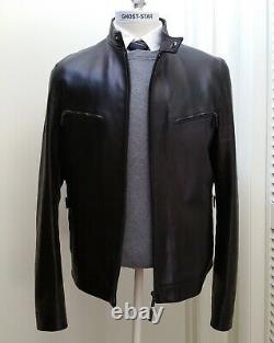 GUCCI leather jacket black coat motorcycle moto biker cafe racer sleek L 44 54