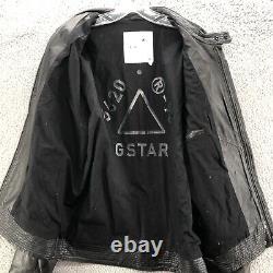 G-STAR RAW Jacket Mens Large Black Lamb Leather Biker Full Zip Motorcycle