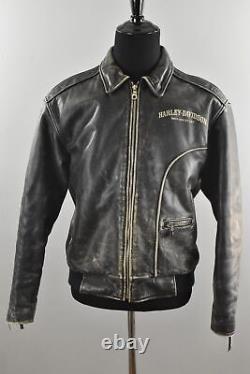 Genuine Harley Davidson Black Leather Motorcycle Jacket Large Regular