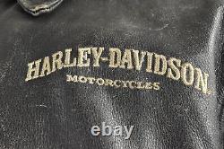 Genuine Harley Davidson Black Leather Motorcycle Jacket Large Regular