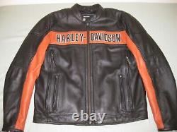 Genuine Harley Davidson Leather Motorcycle Jacket Black Men's Large Mint