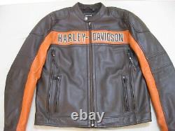 Genuine Harley Davidson Leather Motorcycle Jacket Black Men's Large Mint