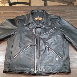 Genuine Harley Davidson Motorcycle Black Leather Biker Jacket Size Large