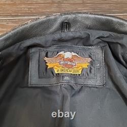 Genuine Harley Davidson Motorcycle Black Leather Biker Jacket Size Large