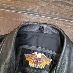 Genuine Harley Davidson Motorcycle Black Leather Biker Jacket Size Large