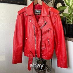 Genuine Leather Biker Jacket Orange