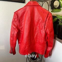 Genuine Leather Biker Jacket Orange