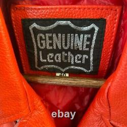 Genuine Leather Biker Jacket Orange