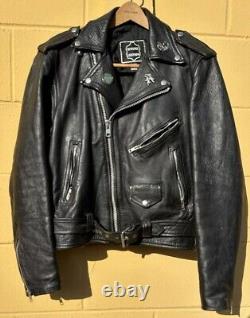 Genuine Leather Biker Motorcycle Jacket Size 40 Vintage 90's Well Made