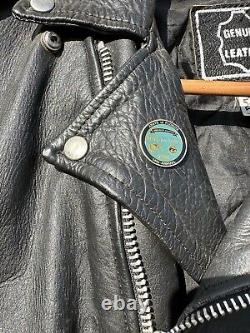 Genuine Leather Biker Motorcycle Jacket Size 40 Vintage 90's Well Made
