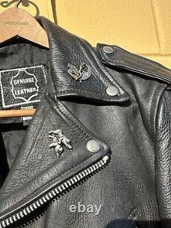 Genuine Leather Biker Motorcycle Jacket Size 40 Vintage 90's Well Made