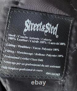 Genuine Leather Black Motorcycle Jacket Men's Size Medium by Street & Steel
