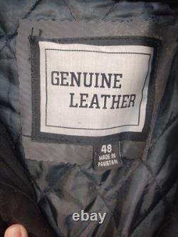 Genuine Leather Motorcycle Jacket WithFlames? Vented Mens Size 48 Zip Out Liner