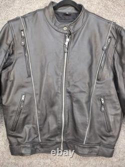Genuine Leather Motorcycle Jacket WithFlames? Vented Mens Size 48 Zip Out Liner