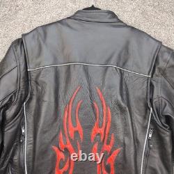 Genuine Leather Motorcycle Jacket WithFlames? Vented Mens Size 48 Zip Out Liner