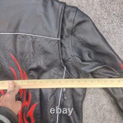 Genuine Leather Motorcycle Jacket WithFlames? Vented Mens Size 48 Zip Out Liner