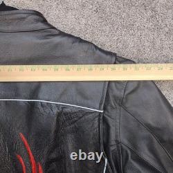 Genuine Leather Motorcycle Jacket WithFlames? Vented Mens Size 48 Zip Out Liner