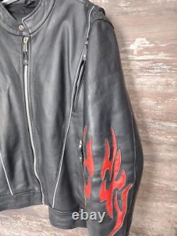 Genuine Leather Motorcycle Jacket With Flames? Vented Men's Size 48