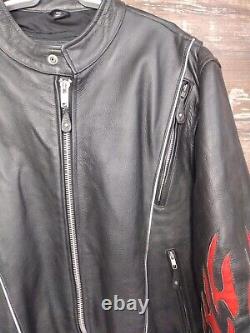 Genuine Leather Motorcycle Jacket With Flames? Vented Men's Size 48