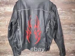 Genuine Leather Motorcycle Jacket With Flames? Vented Men's Size 48