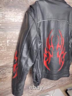 Genuine Leather Motorcycle Jacket With Flames? Vented Men's Size 48