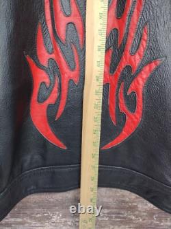 Genuine Leather Motorcycle Jacket With Flames? Vented Men's Size 48