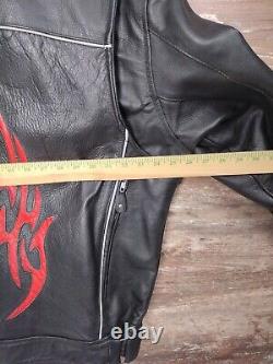 Genuine Leather Motorcycle Jacket With Flames? Vented Men's Size 48