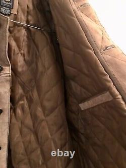 Genuine Suede Leather Trucker Jacket Men's Beige Cognac Size Large