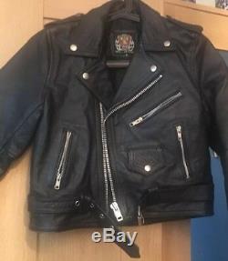 Genuine Vintage Black Leather Cropped Motorcycle Biker Moto Jacket 6 8 US 2/4 XS