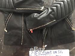 Gianni Versace Authentic HM Black Lambskin Studded Leather Biker Moto Jacket Med
