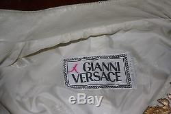Gianni Versace Mens Rare Leather Biker Jacket Vintage Gold SZ. 52 Retail $5,000