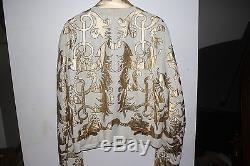 Gianni Versace Mens Rare Leather Biker Jacket Vintage Gold SZ. 52 Retail $5,000
