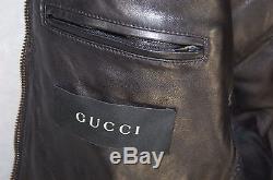 Gorgeous! Gucci Men Padded Lamb Leather Thriller Biker Jacket Eu 56 Us 46