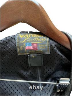 Great Shape Vintage Vanson Leather Motorcycle Jacket Black Armored Mesh Size L
